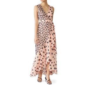 Fame & Partners Pink Floral Ruffle Wrap Dress